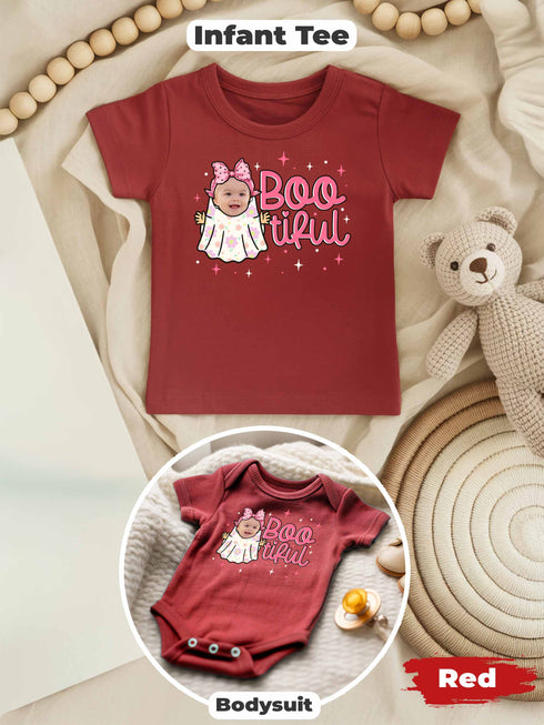 Personalized Baby “BOOtiful” Halloween Outfit – Custom Photo Bodysuit & Infant Tee